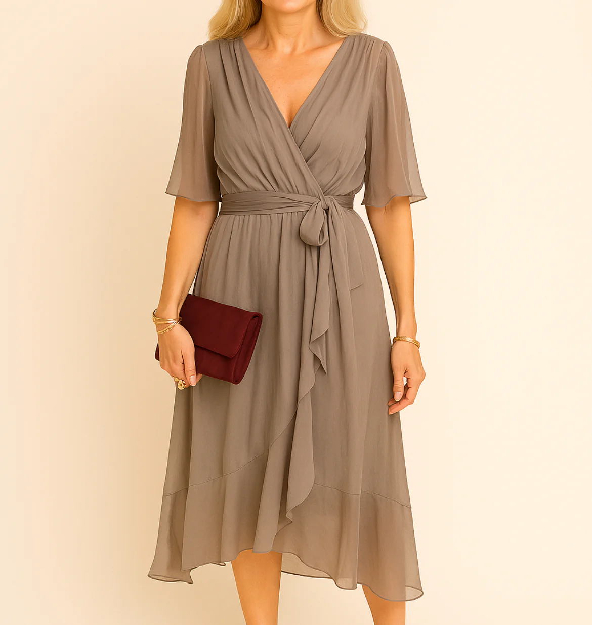 Loralei - V-neck dress in silk-soft muslin