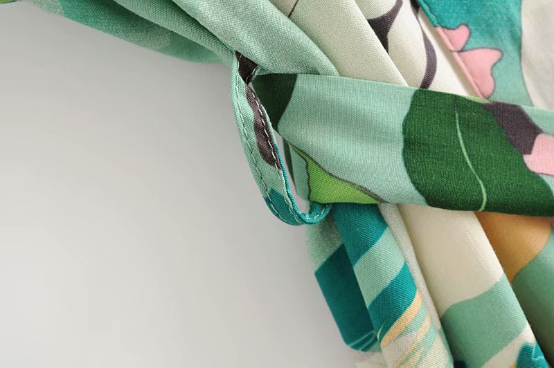 Green floral print kimono cardigan