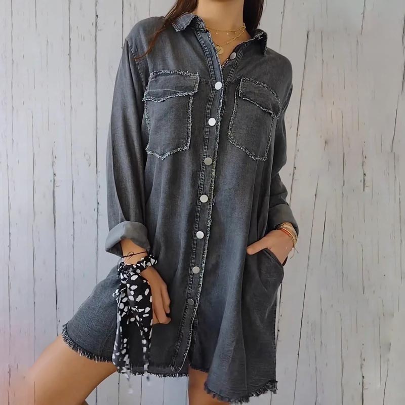 Oona - Trendy oversized denim blazer
