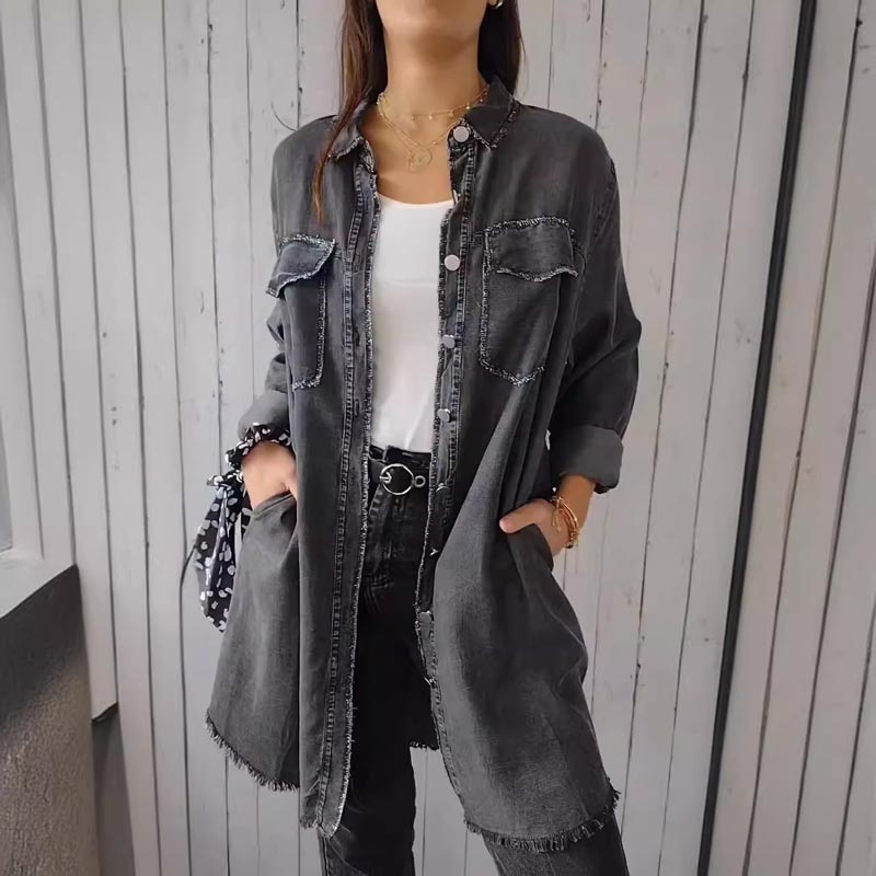 Oona - Trendy oversized denim blazer
