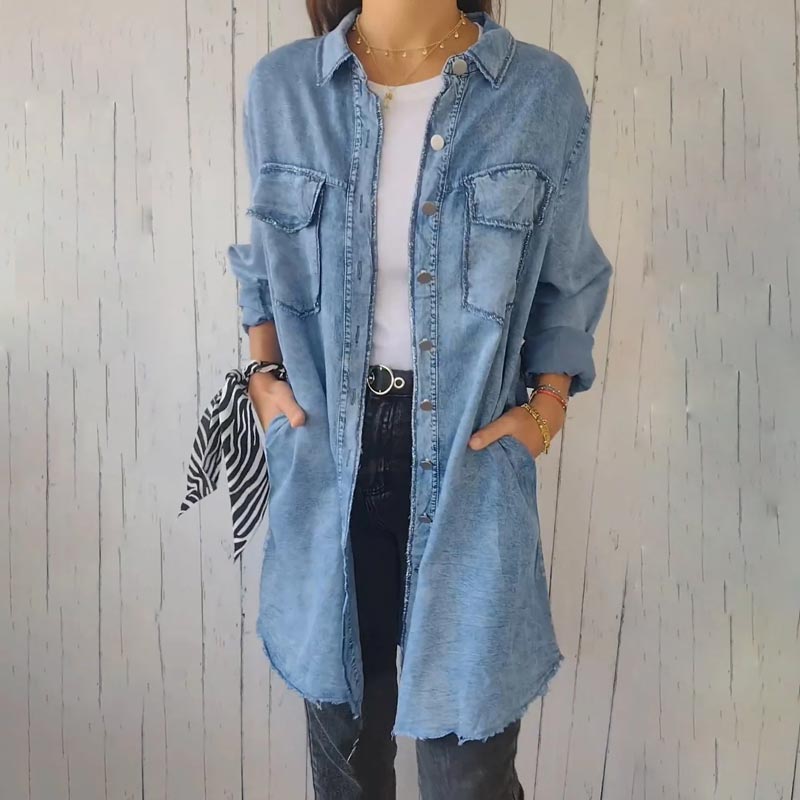 Oona - Trendy oversized denim blazer