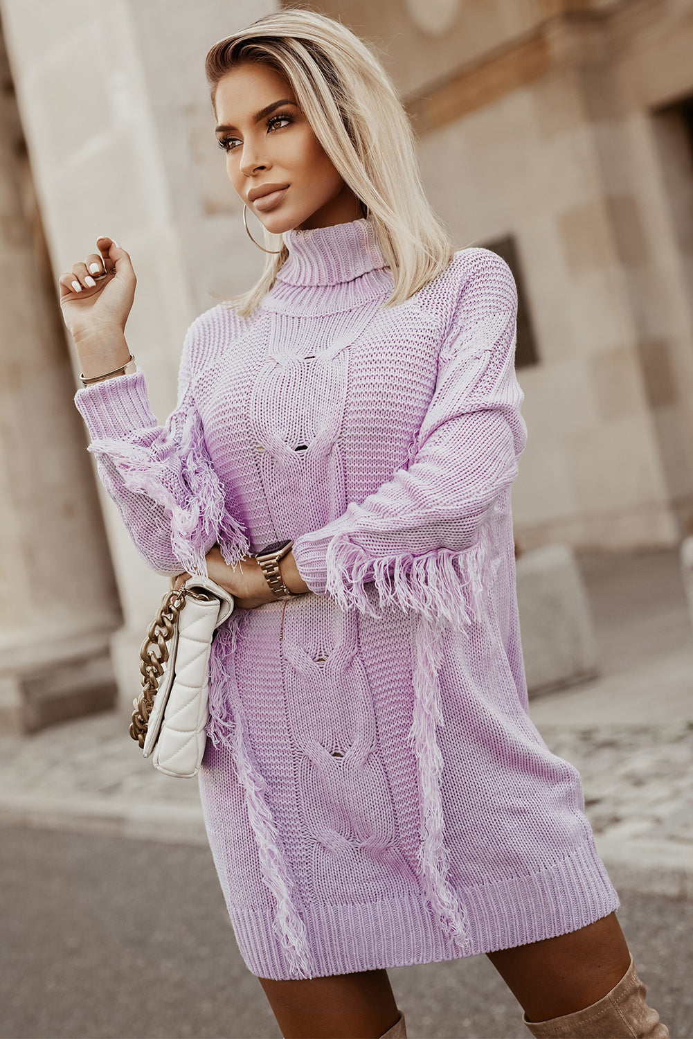 WW | Women's Ribbed Knit Turtleneck Dress