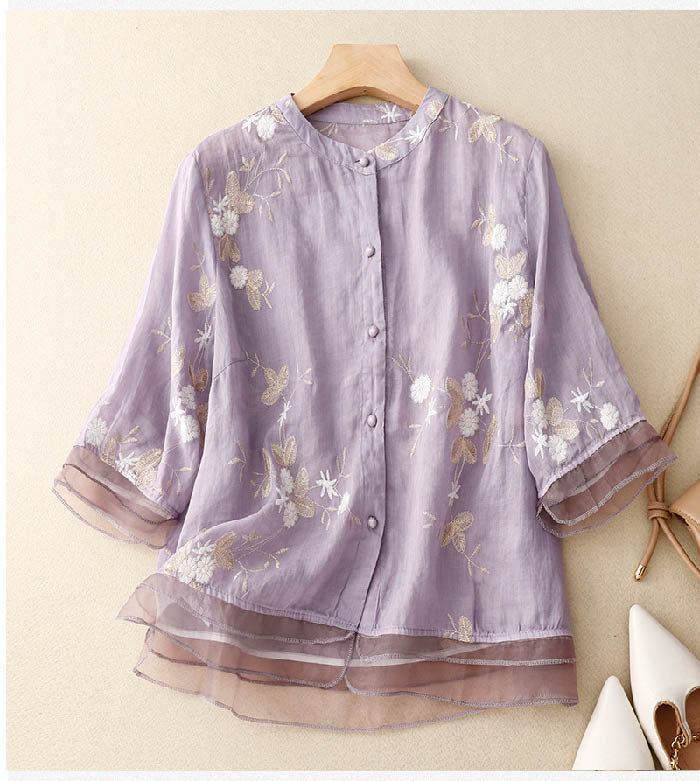 Kourtney | Chic Blouse with Embroidered Accents