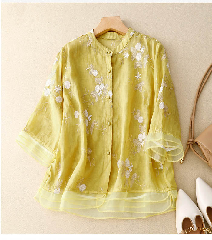Kourtney | Chic Blouse with Embroidered Accents