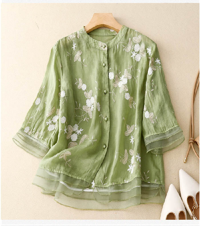 Kourtney | Chic Blouse with Embroidered Accents
