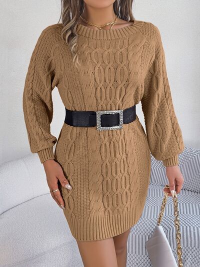 WW | Cable-knitted round-neck sweat dress