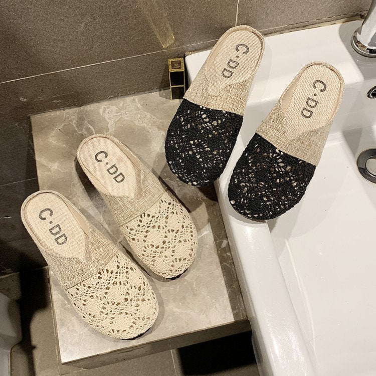 Women's comfortable and airy clogs with artistic crochet design W&W