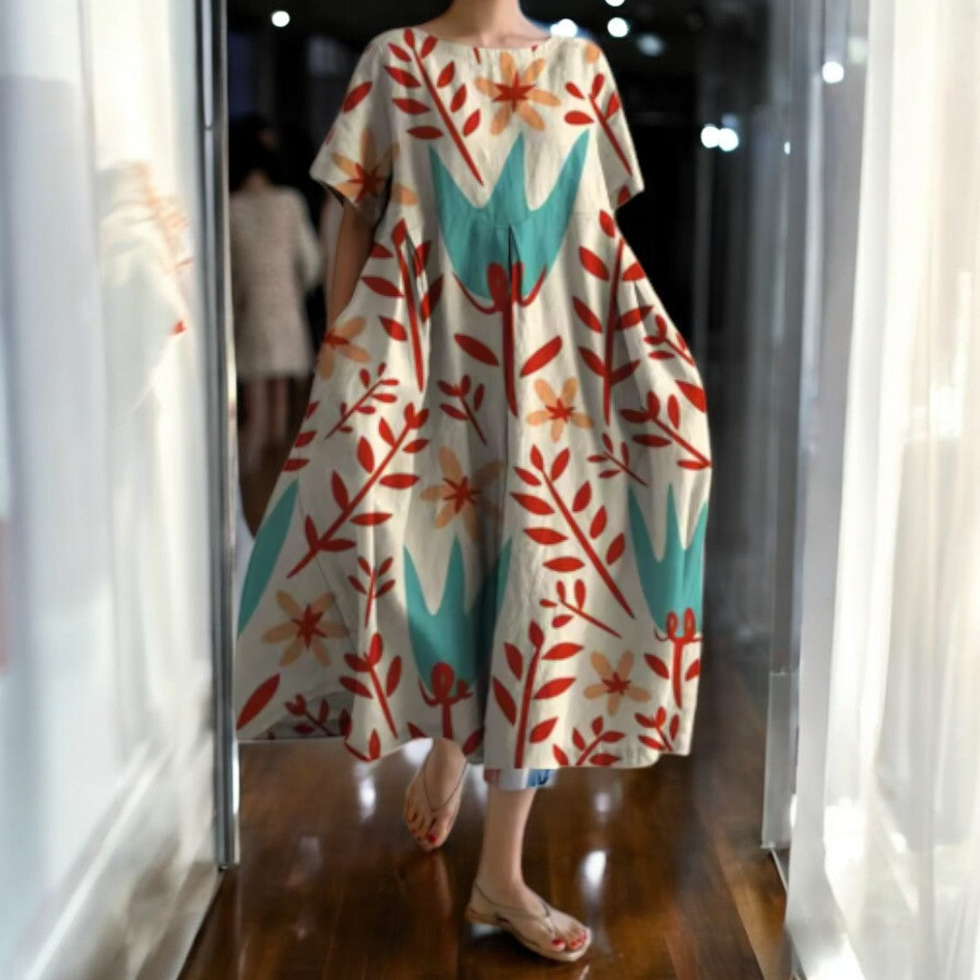 Ruby - Red Flower women's dress