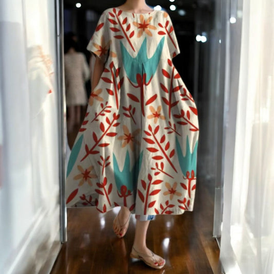 Ruby - Red Flower women's dress