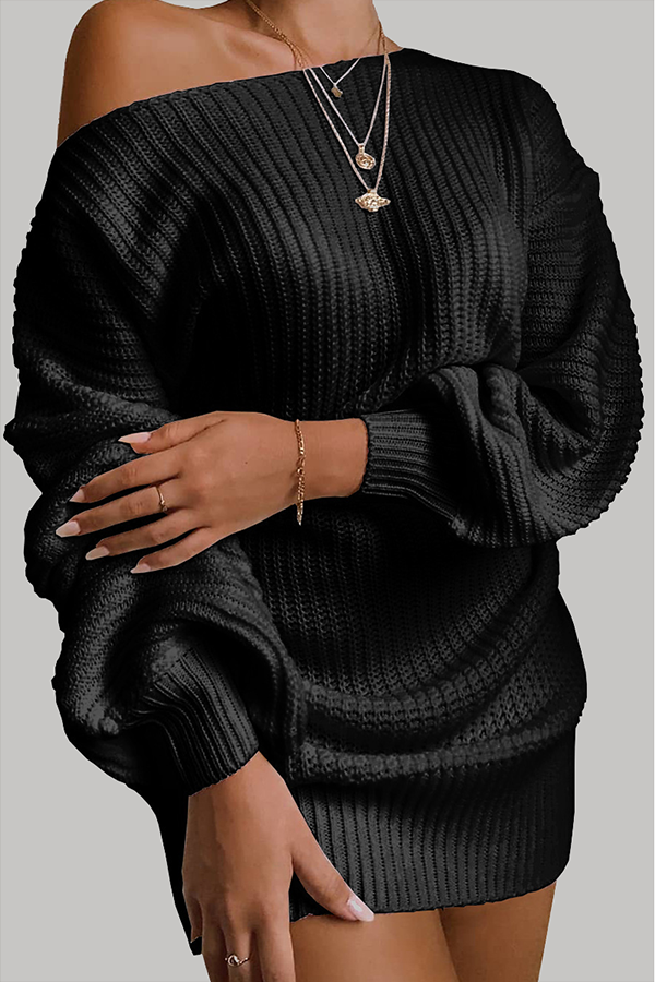 WW | Casual Autumn Off-the-Shoulder Knit Dress for Women