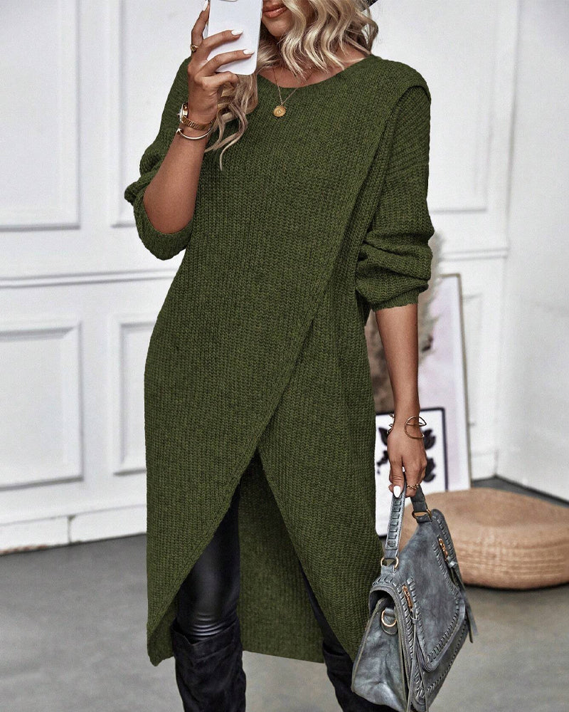 WW | Comfortable, plain-colored sweater dress in an irregular style