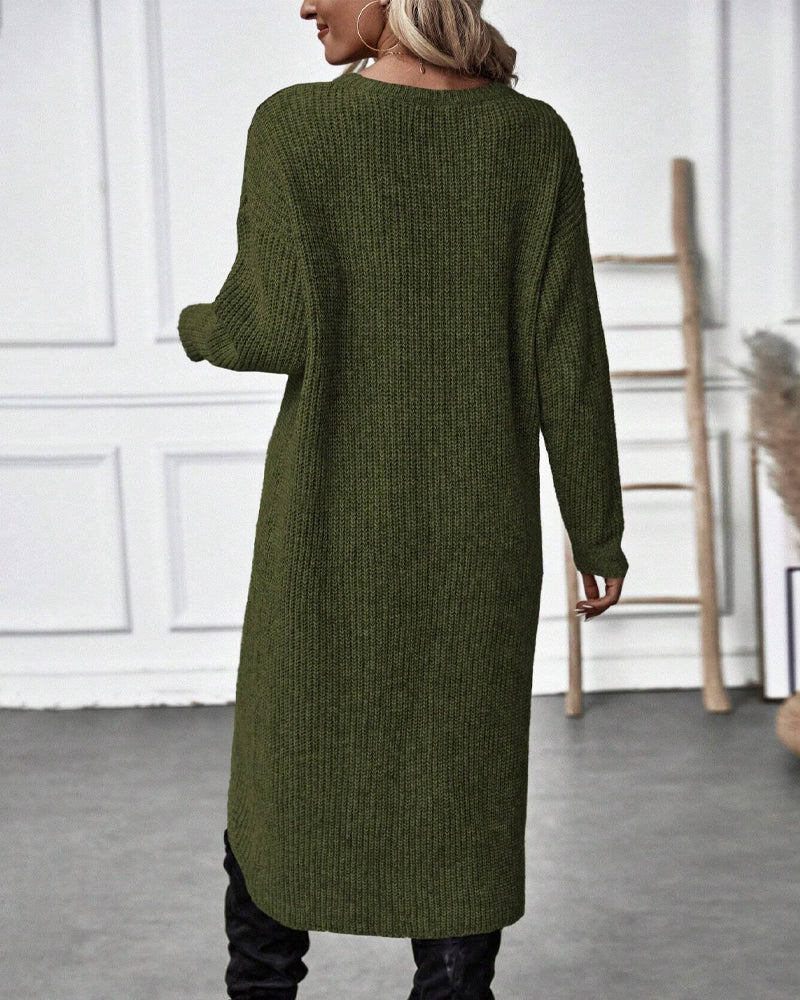 WW | Comfortable, plain-colored sweater dress in an irregular style