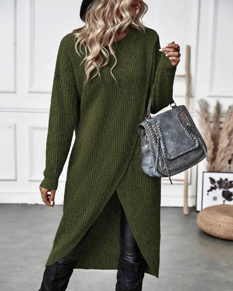 WW | Comfortable, plain-colored sweater dress in an irregular style