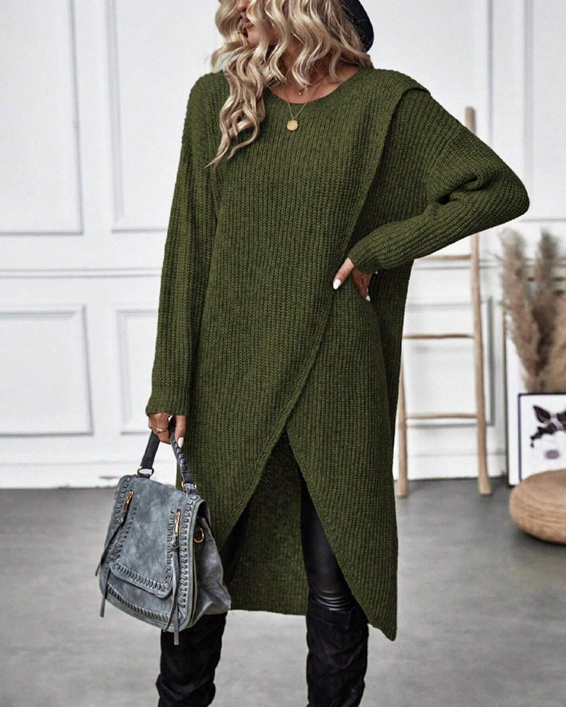 WW | Comfortable, plain-colored sweater dress in an irregular style