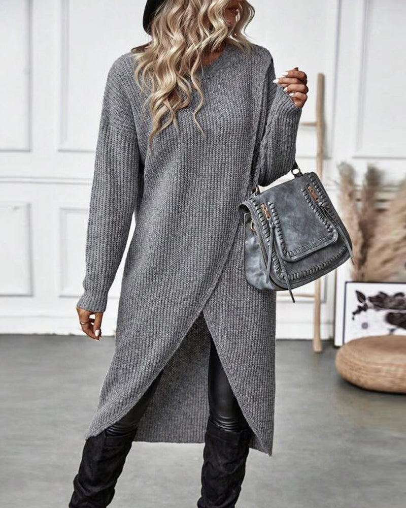 WW | Comfortable, plain-colored sweater dress in an irregular style