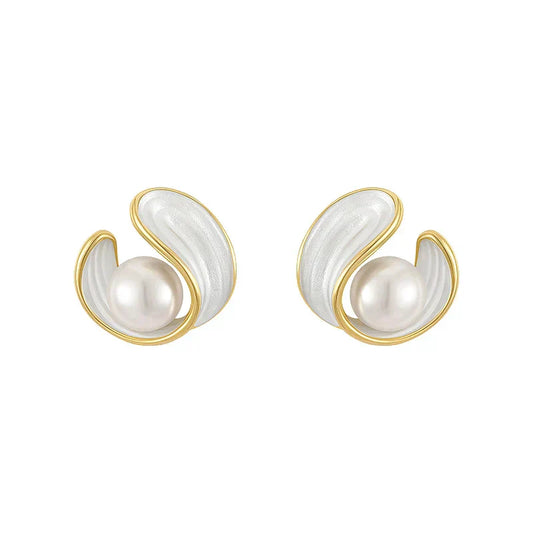 Luxury White Opal Earrings with Pearls Gold