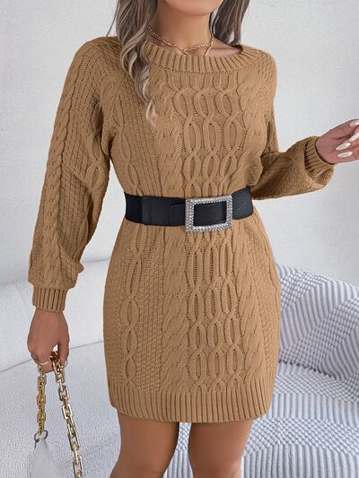 WW | Cable-knitted round-neck sweat dress