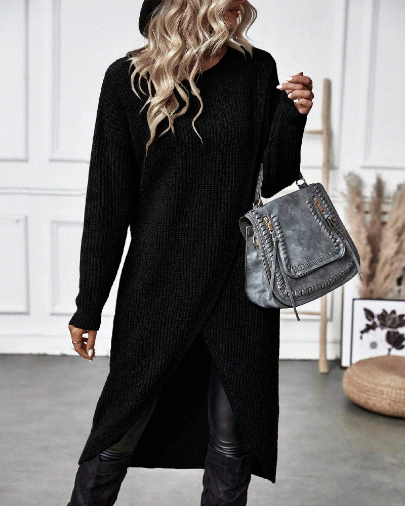 WW | Comfortable, plain-colored sweater dress in an irregular style