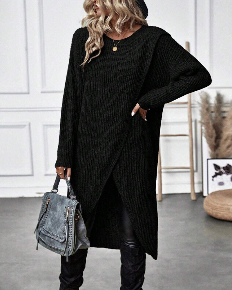 WW | Comfortable, plain-colored sweater dress in an irregular style