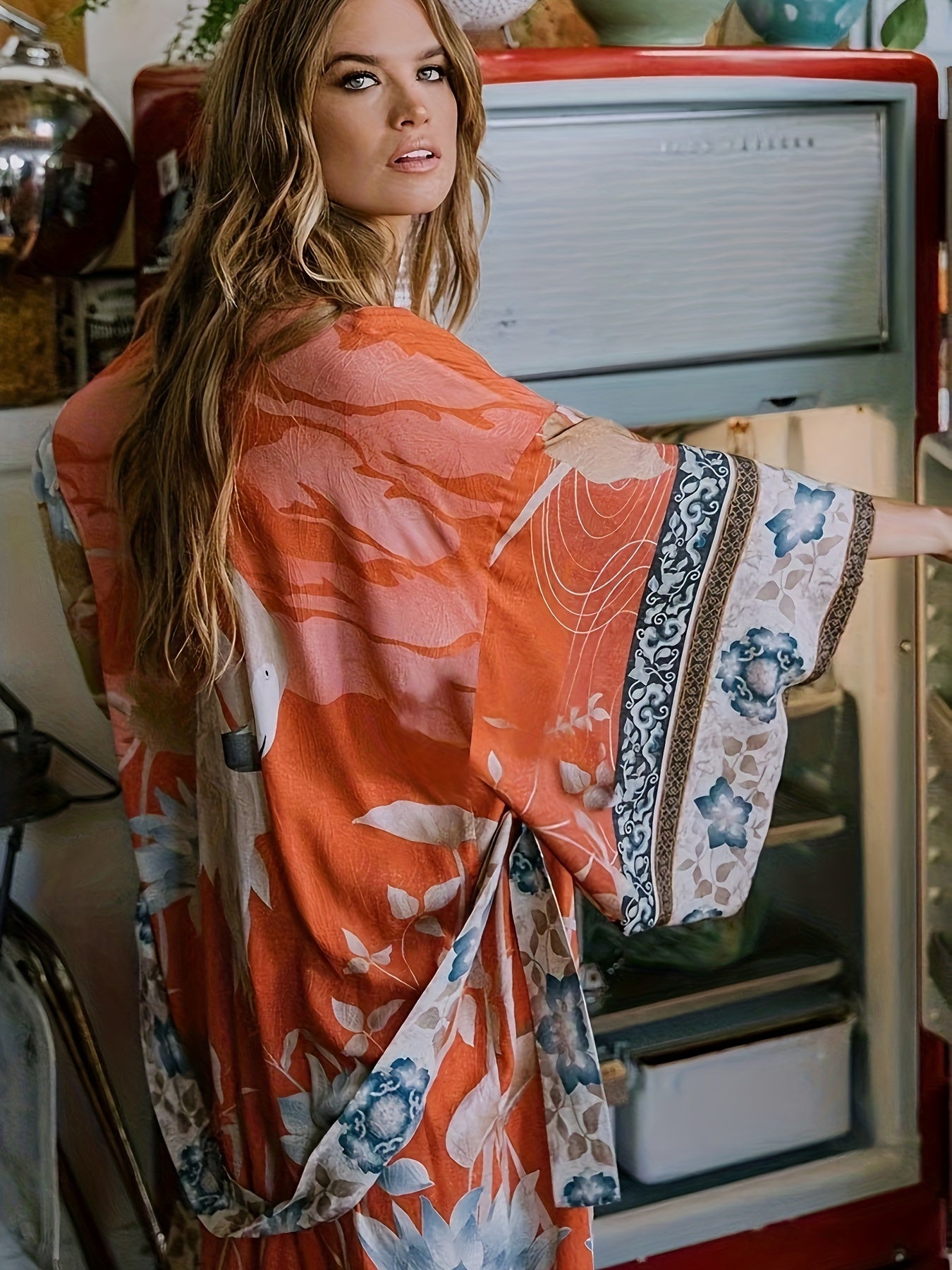 Printed, Kimono-Inspired, Stylish Beach Cover-up