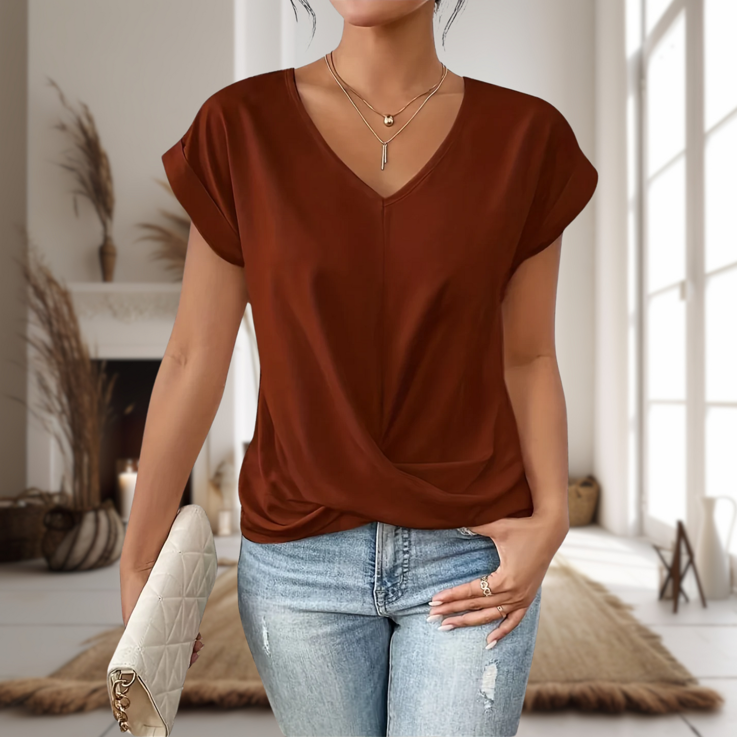 Elle | Casual Sweetheart Neck T-Shirt