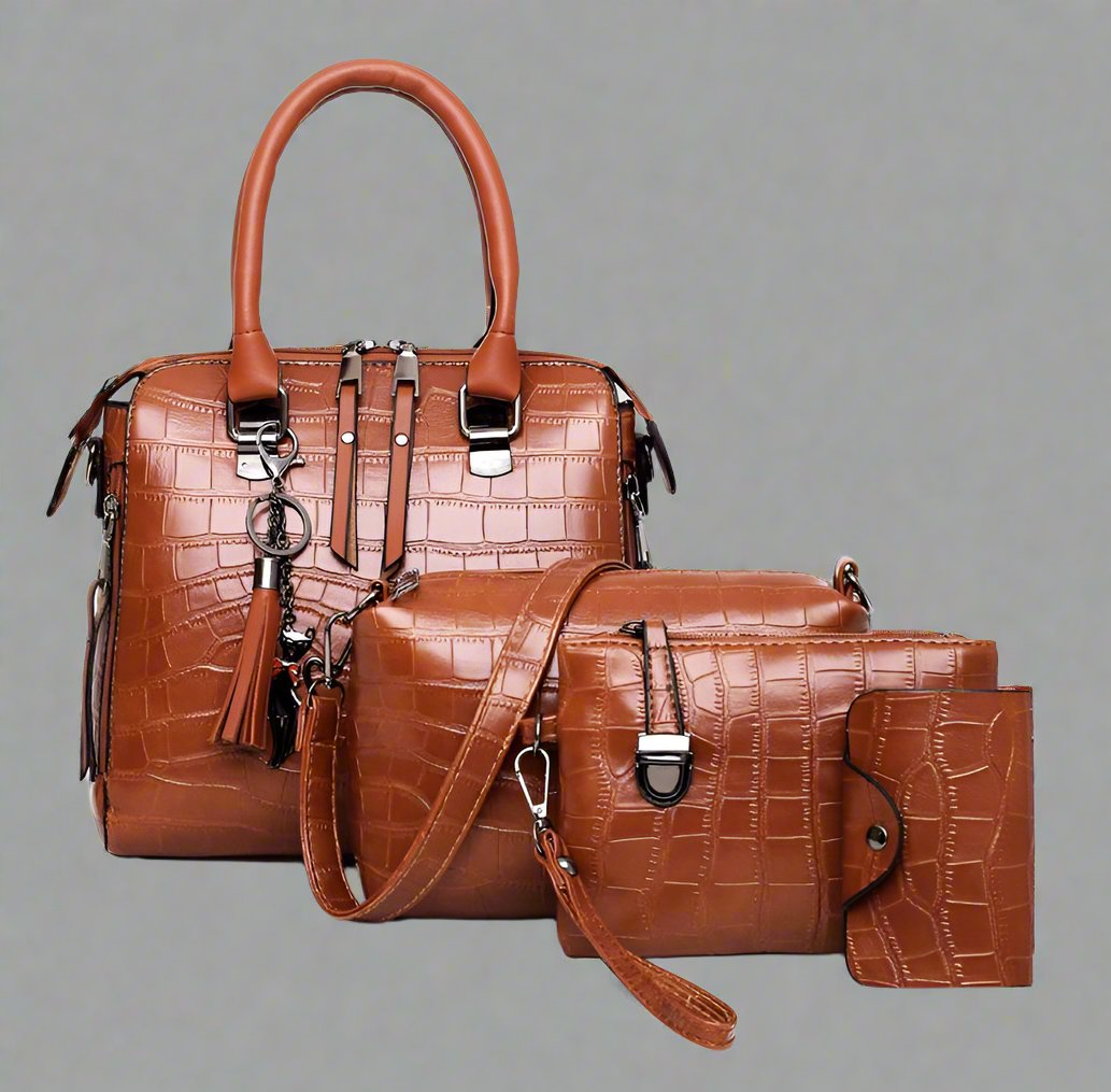 Qyra - 4-piece modern leather bag set