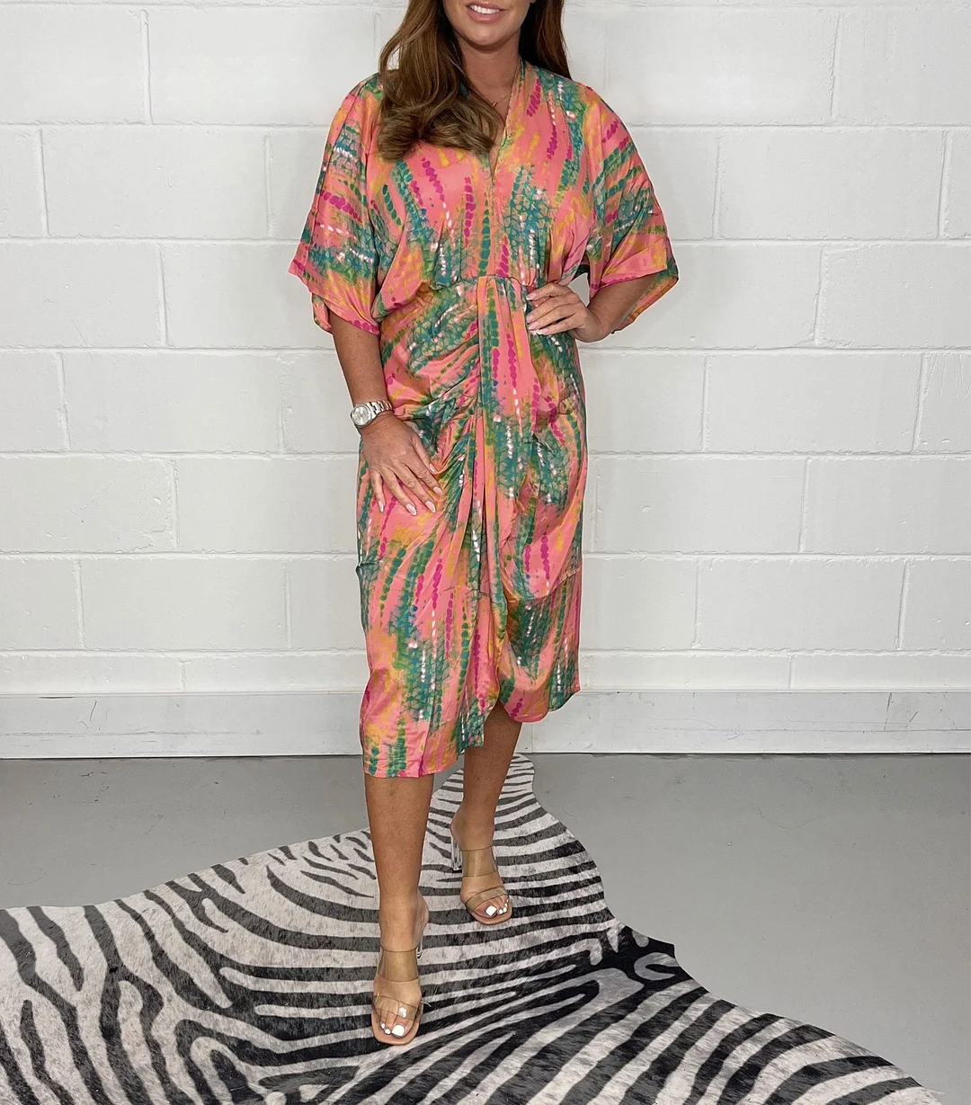 Lachs Kinomo-Kleid