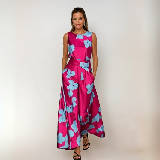 Kara | Elegant Floral Print Tunic Evening Dress!