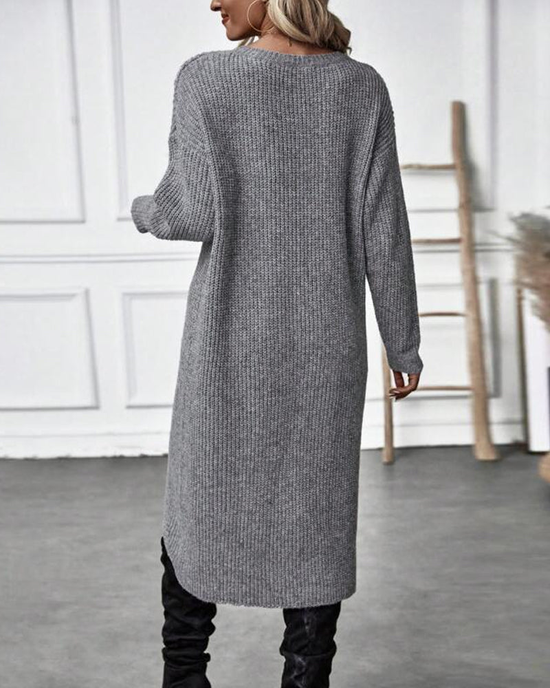 WW | Comfortable, plain-colored sweater dress in an irregular style