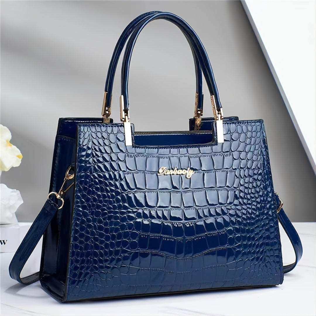 Wilja | Handbag in shiny leather with crocodile pattern