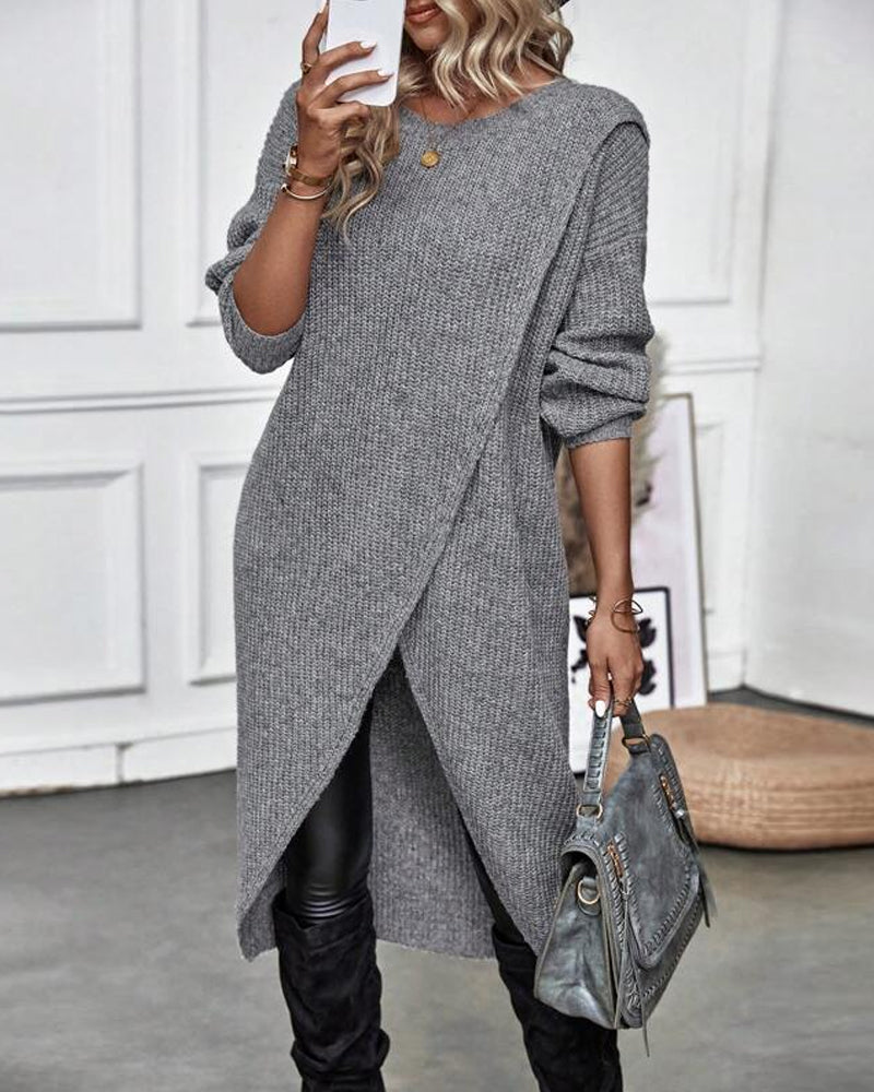 WW | Comfortable, plain-colored sweater dress in an irregular style