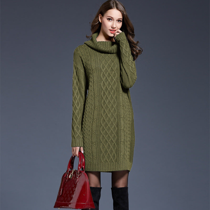 WW | High-neck long knit dress