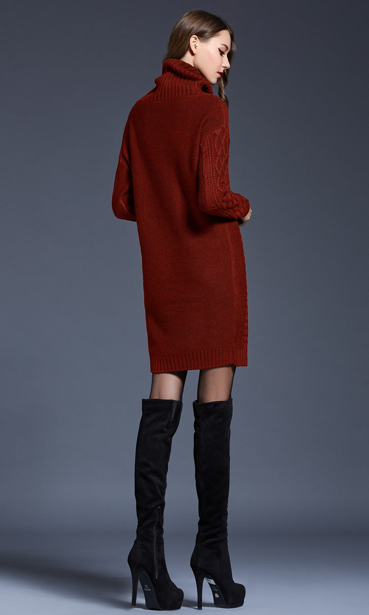 WW | High-neck long knit dress