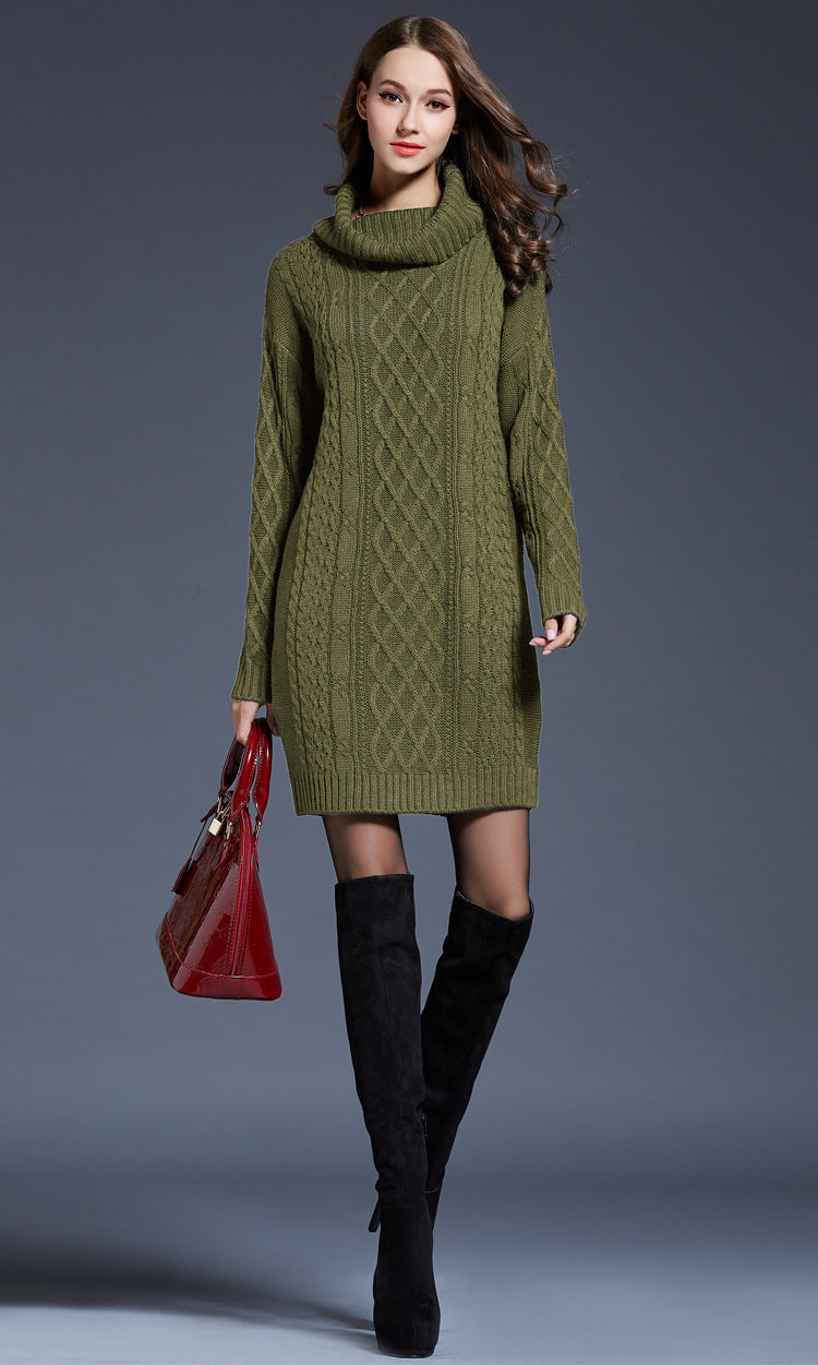 WW | High-neck long knit dress