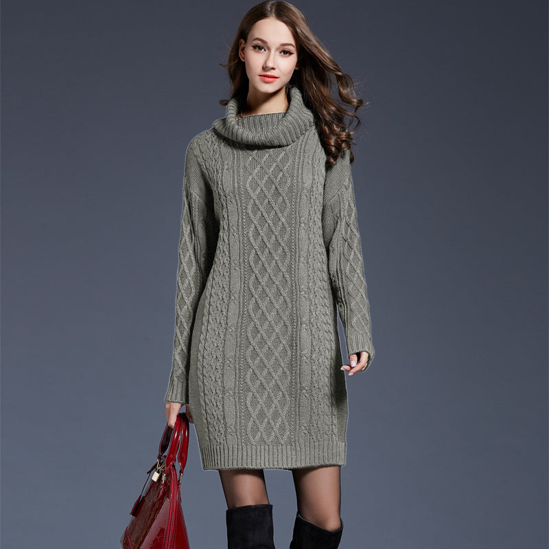 WW | High-neck long knit dress