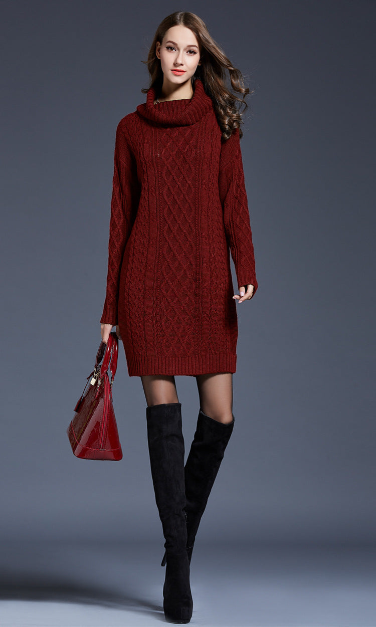 WW | High-neck long knit dress