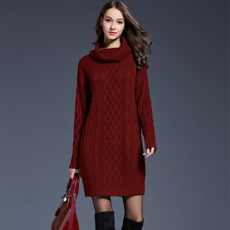 WW | High-neck long knit dress