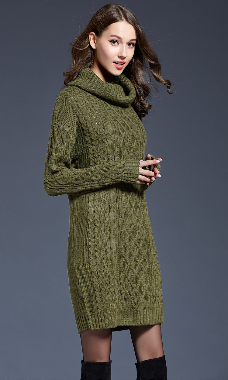 WW | High-neck long knit dress