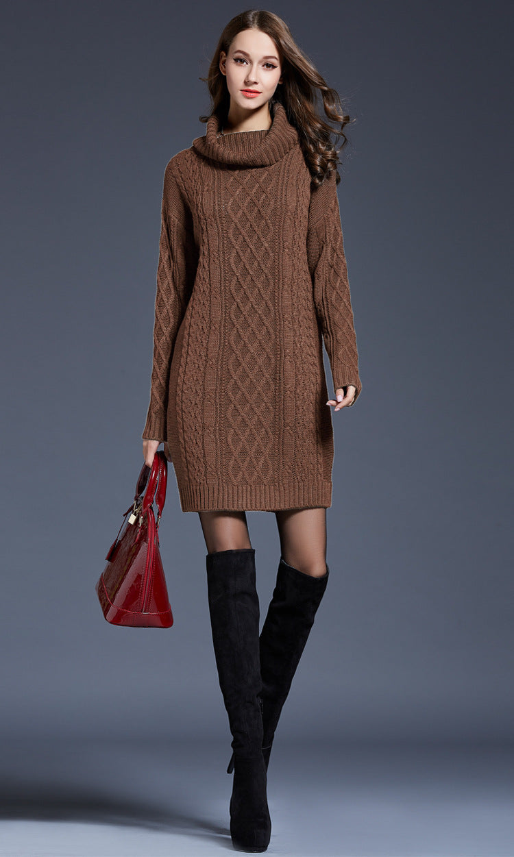 WW | High-neck long knit dress