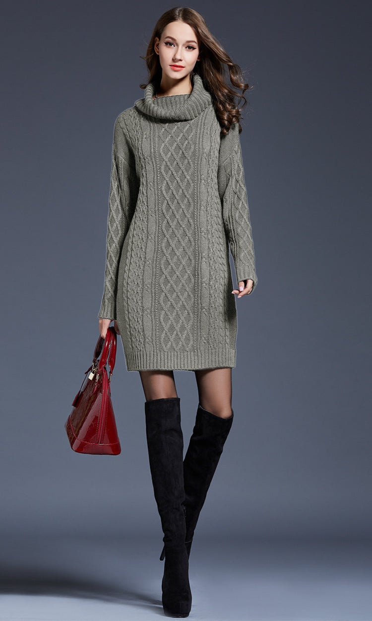 WW | High-neck long knit dress