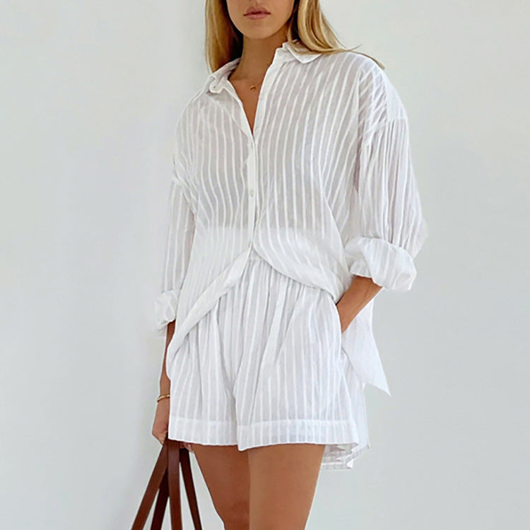 Viola - Effortlessly Chic Button-Up & Shorts Combo