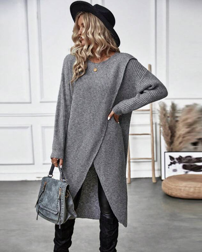 WW | Comfortable, plain-colored sweater dress in an irregular style
