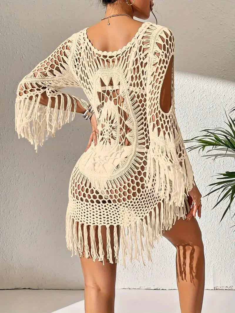 Cover Up Boho Style Long Sleeve Bikini Cover Up Beach Outfits