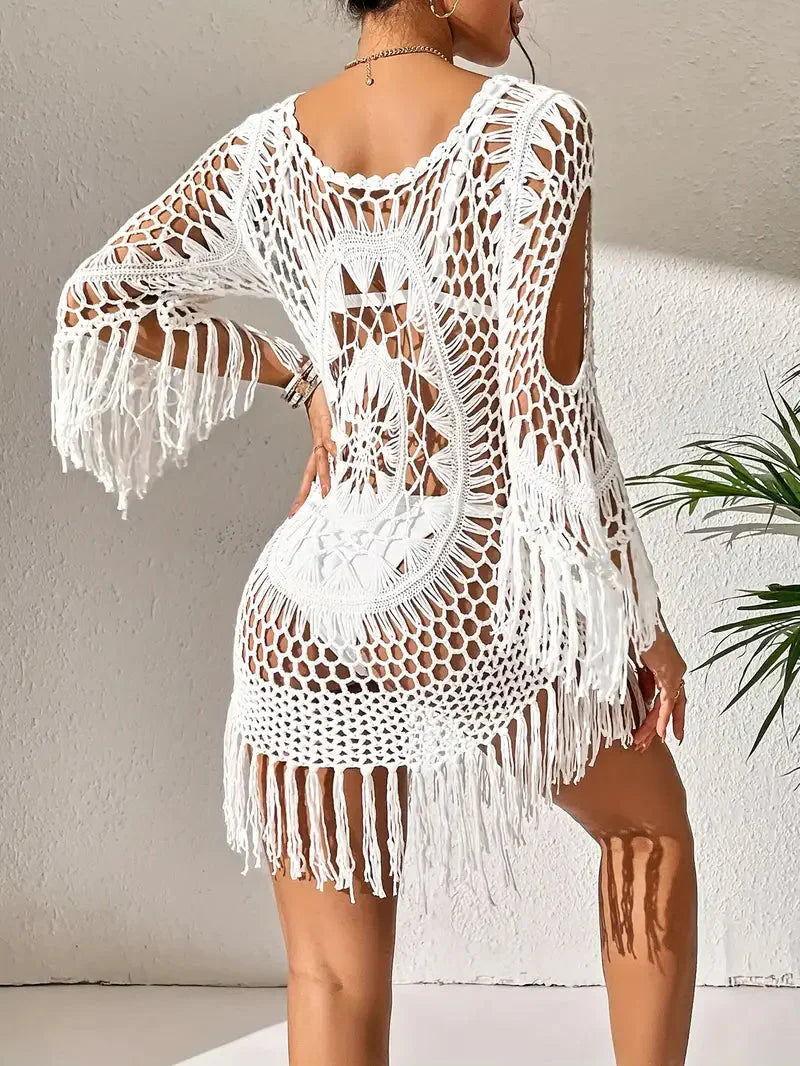 Cover Up Boho Style Long Sleeve Bikini Cover Up Beach Outfits