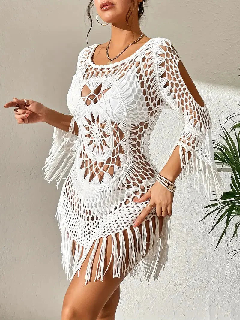 Cover Up Boho Style Long Sleeve Bikini Cover Up Beach Outfits