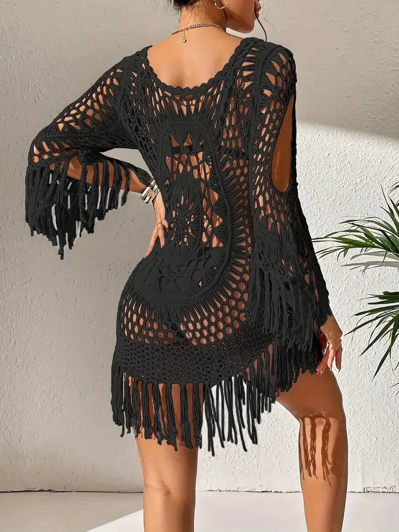 Cover Up Boho Style Long Sleeve Bikini Cover Up Beach Outfits