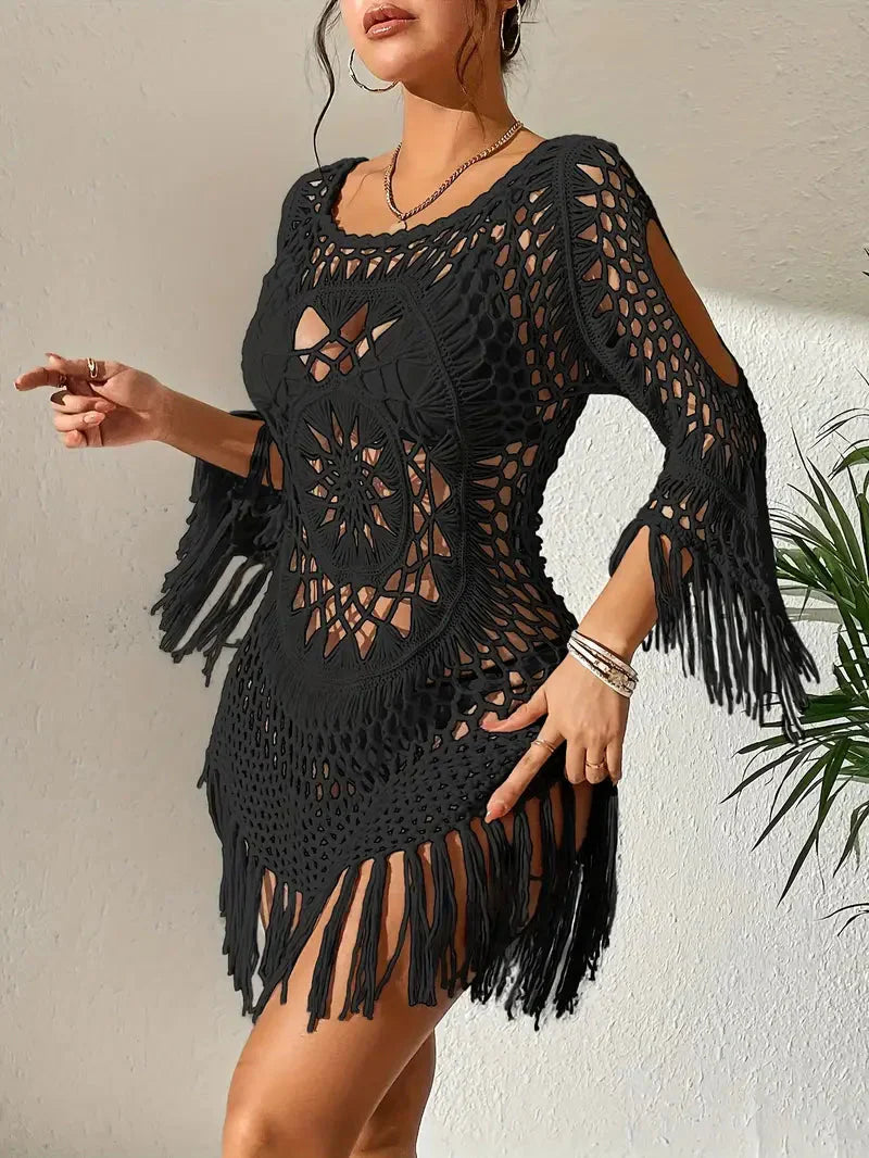 Cover Up Boho Style Long Sleeve Bikini Cover Up Beach Outfits