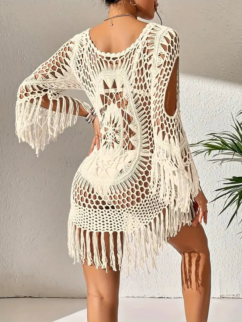 Cover Up Boho Style Long Sleeve Bikini Cover Up Beach Outfits