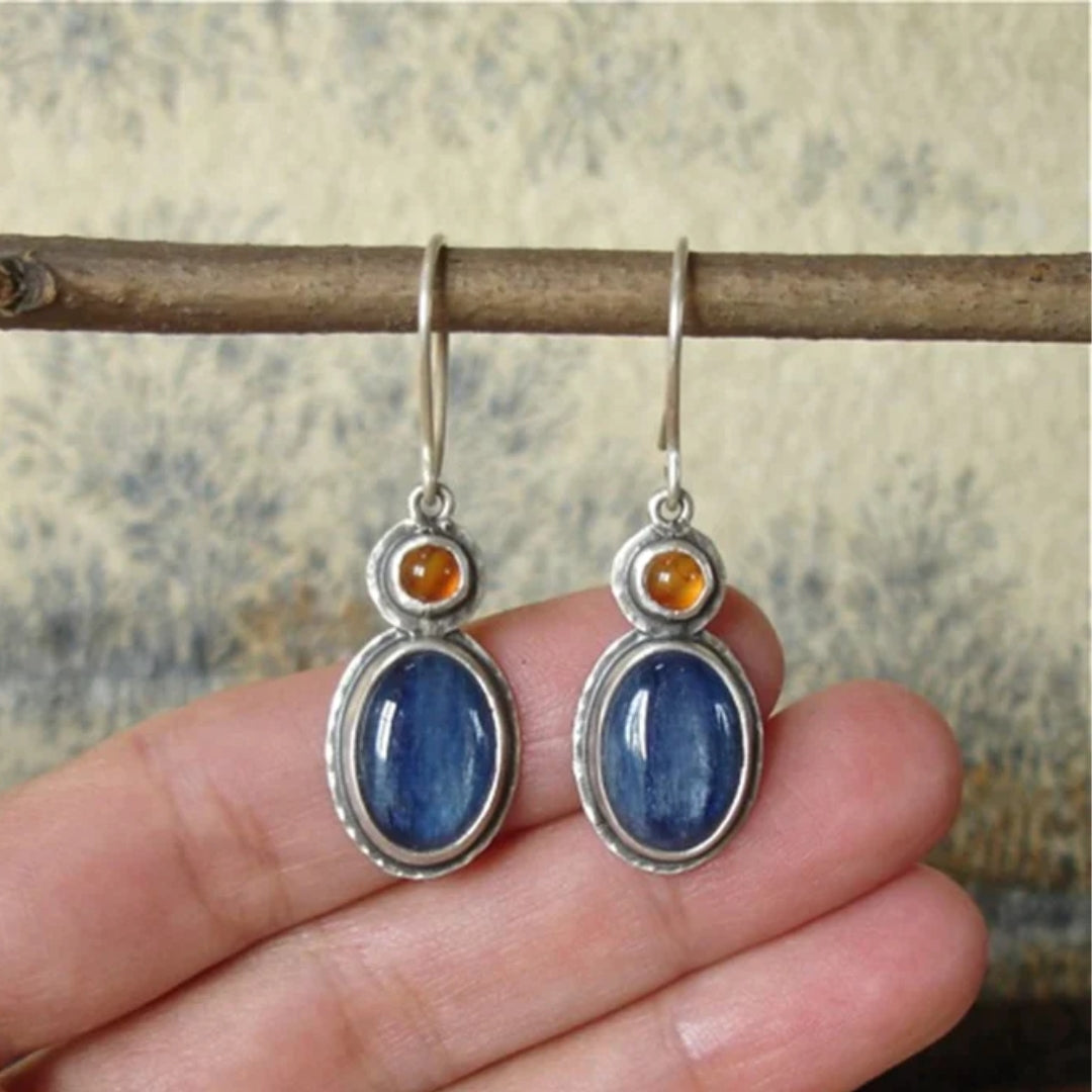 Vintage blue and orange earrings