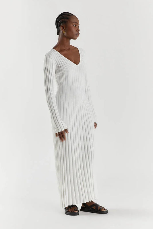 WW Knit Dress | Modern long-sleeved women's dress with V-neck